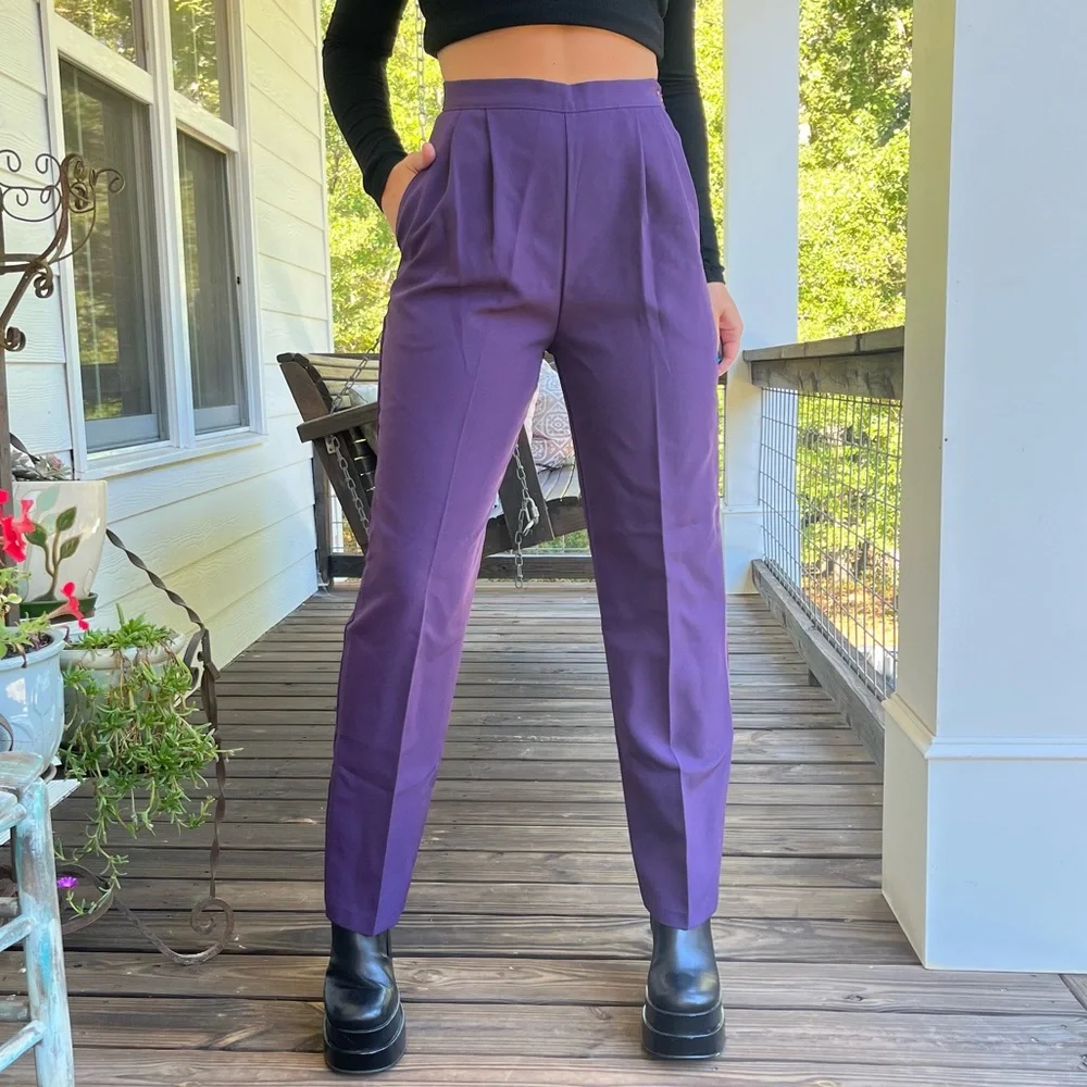 80s Avon High Rise Purple Pants - Picture 1 of 6
